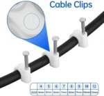 8mm Round White Cable Clips with Steel Nails