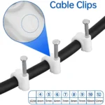 6mm Round White Cable Clips with Steel Nails