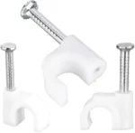 8mm Round White Cable Clips with Steel Nails - Image 2