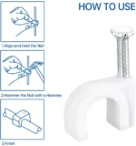8mm Round White Cable Clips with Steel Nails - Image 3