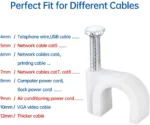 8mm Round White Cable Clips with Steel Nails - Image 4