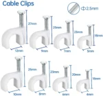8mm Round White Cable Clips with Steel Nails - Image 5
